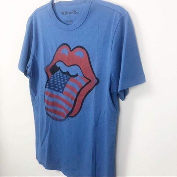 THE ROLLING STONES | Blue American Flag Themed Tee NEW Women’s Size Small - Picture 2 of 9